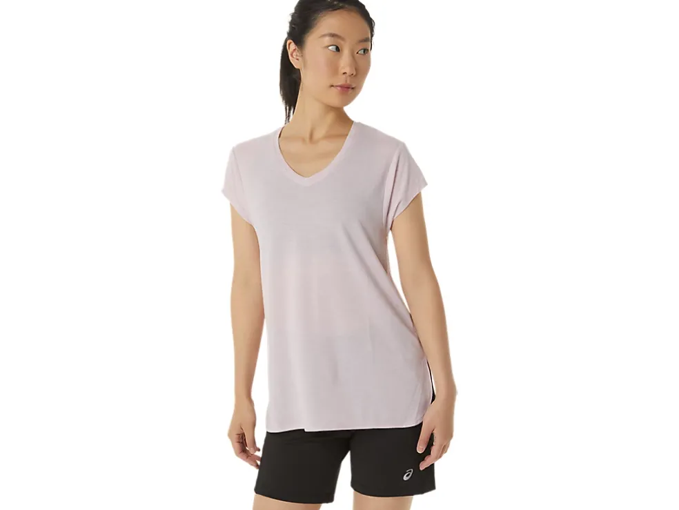 Online ASICS HEATHER VNECK TOP Barely Rose Heather