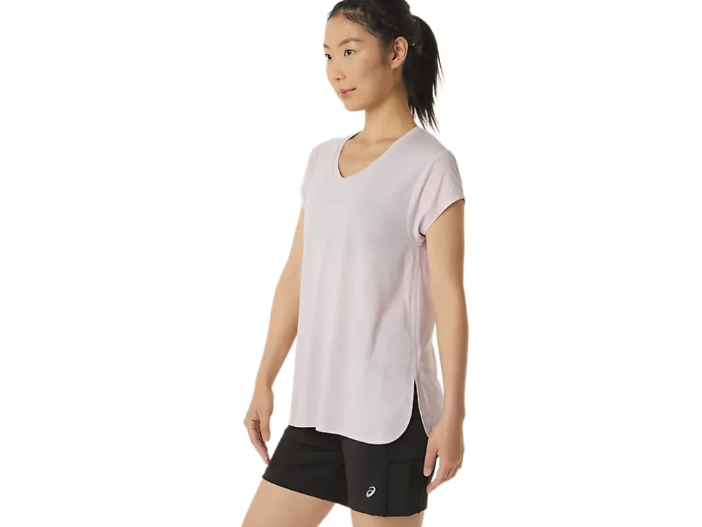 Online ASICS HEATHER VNECK TOP Barely Rose Heather