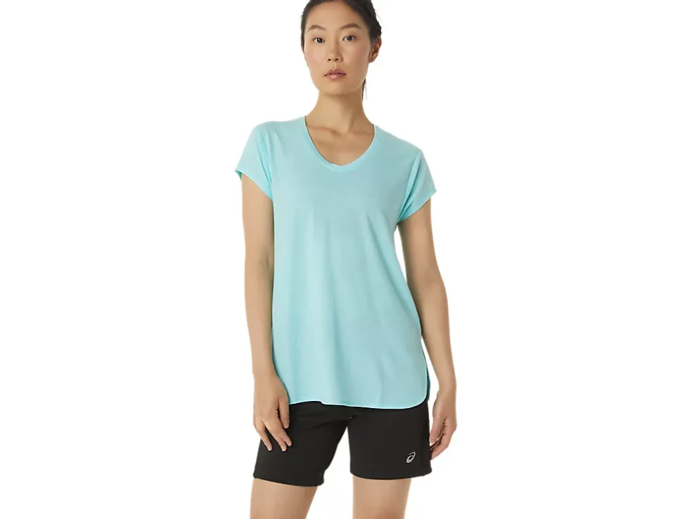 Clearance ASICS HEATHER VNECK TOP Clear Blue Heather