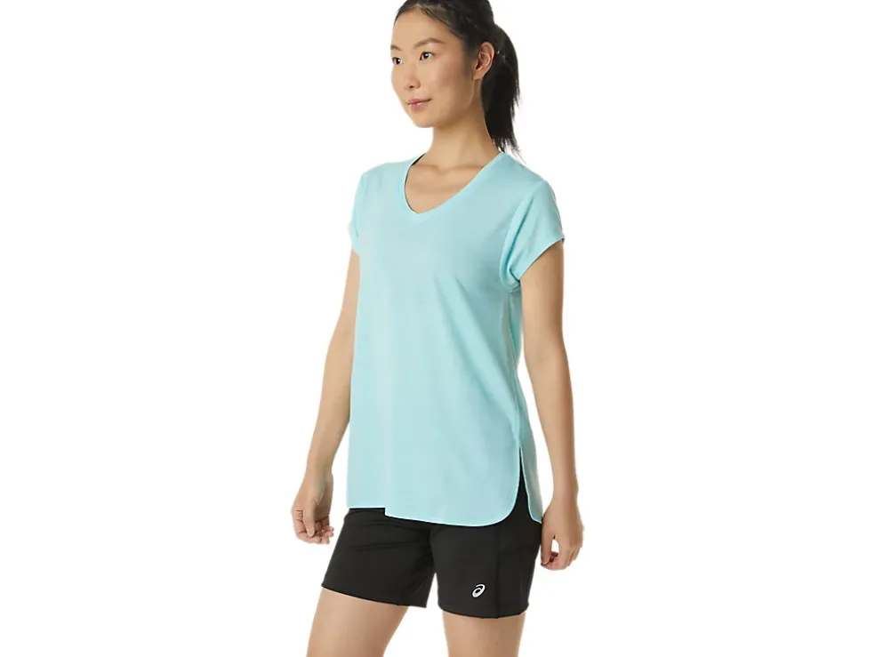Clearance ASICS HEATHER VNECK TOP Clear Blue Heather