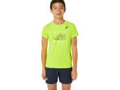 Shop ASICS KIDS; TENNIS GRAPHIC SHORT SLEEVE TOP Hazard Green