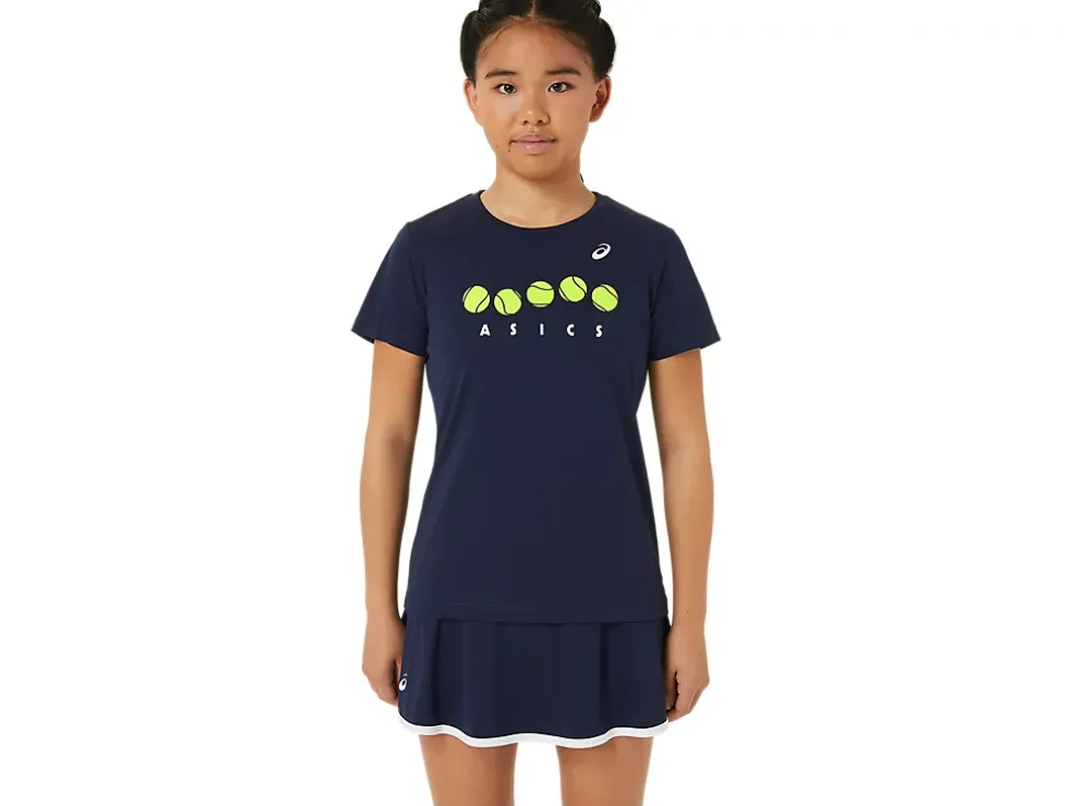 New ASICS KIDS; TENNIS GRAPHIC TEE Midnight