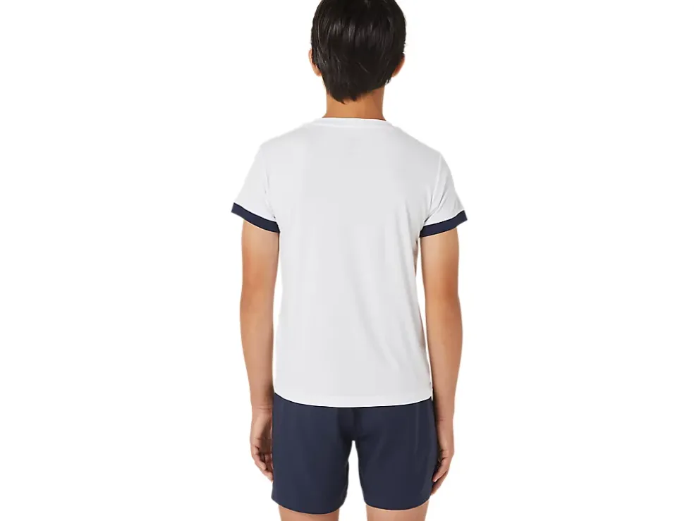 Shop ASICS KIDS; TENNIS SHORT SLEEVE TOP Brilliant White/Midnight