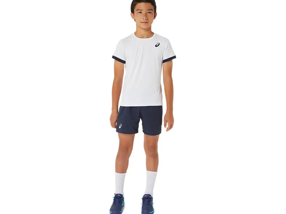 Shop ASICS KIDS; TENNIS SHORT SLEEVE TOP Brilliant White/Midnight