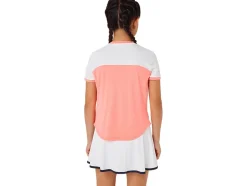 Shop ASICS KIDS; TENNIS SHORT SLEEVE TOP Guava/Brilliant White