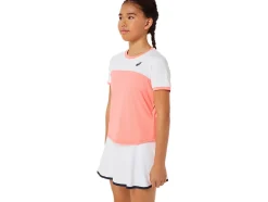 Shop ASICS KIDS; TENNIS SHORT SLEEVE TOP Guava/Brilliant White