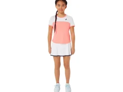 Shop ASICS KIDS; TENNIS SHORT SLEEVE TOP Guava/Brilliant White