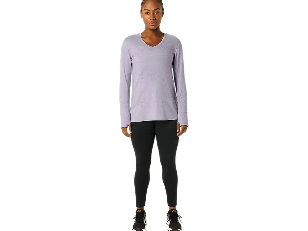 Hot ASICS LONG SLEEVE HEATHER TOP Dusk Violet Heather