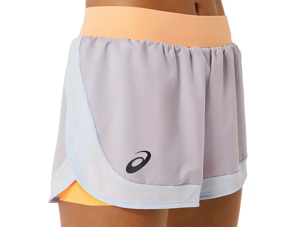 New ASICS MATCH SHORT Dusk Violet/Orange Pop