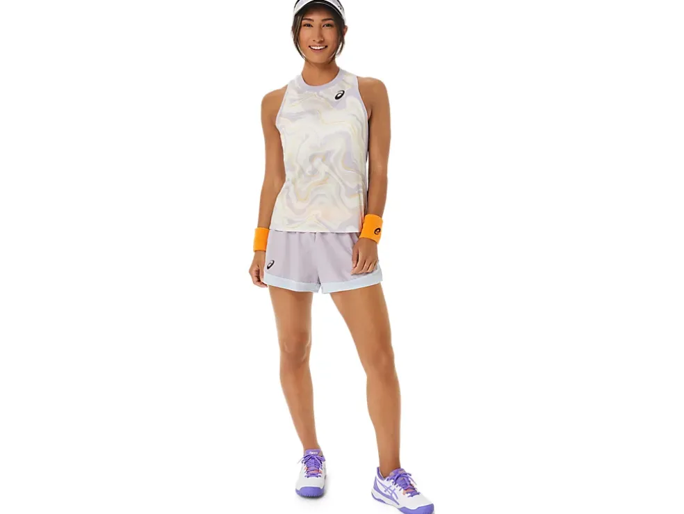 New ASICS MATCH SHORT Dusk Violet/Orange Pop
