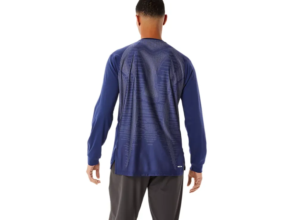 Flash Sale ASICS MEN ACTIBREEZE COOLING JACQUARD LONG SLEEVE TOP Deep Ocean