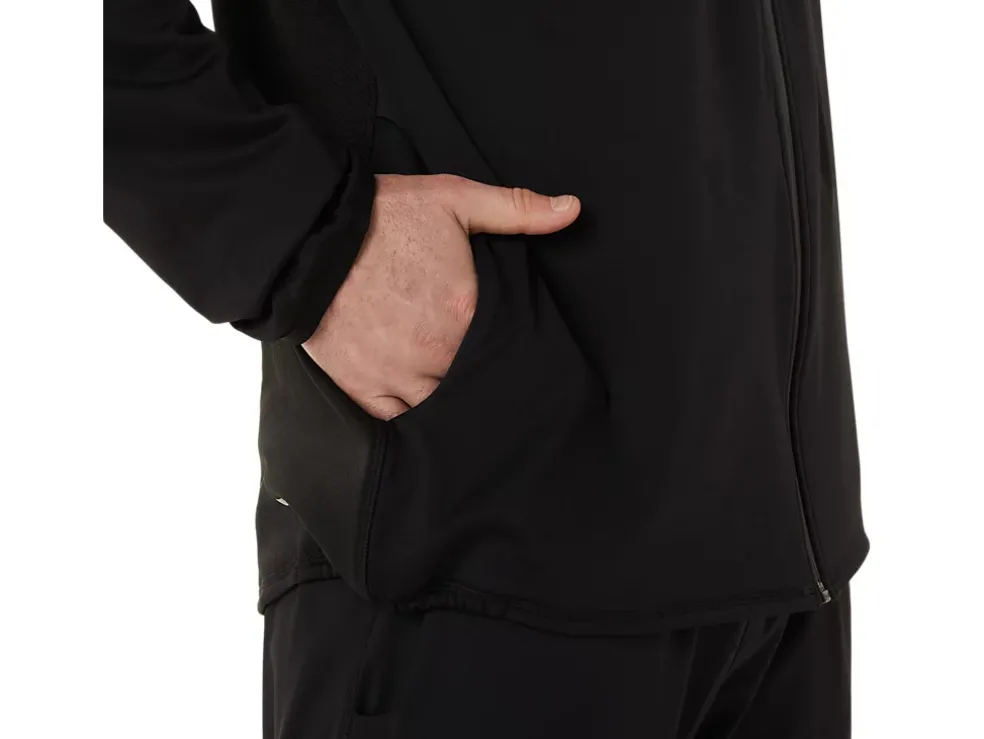 Hot ASICS MEN ACTIBREEZE JACQUARD BRUSHED KNIT JACKET Performance Black