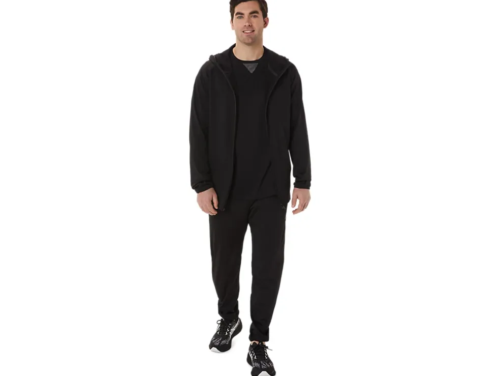 Hot ASICS MEN ACTIBREEZE JACQUARD BRUSHED KNIT JACKET Performance Black