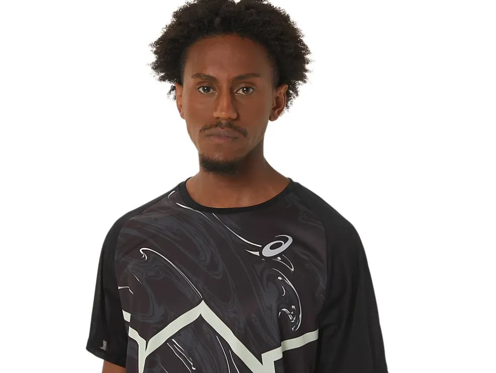 Store ASICS MEN CJ-LINE LIGHT SHORT SLEEVE TOP Performance Black/Whisper Green