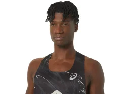 Shop ASICS MEN CJ-LINE LIGHT SINGLET Performance Black/Whisper Green