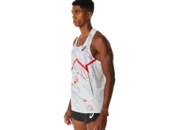 Clearance ASICS MEN CJ-LINE LIGHT SINGLET Glacier Grey/Electric Red