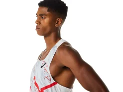Clearance ASICS MEN CJ-LINE LIGHT SINGLET Glacier Grey/Electric Red