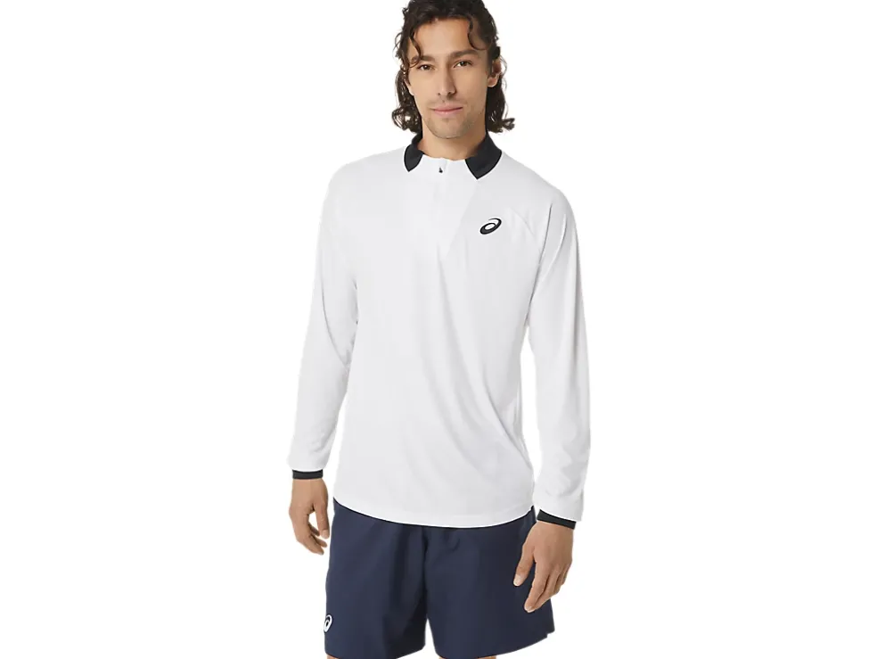 Online ASICS MEN COURT LONG SLEEVE 1/2 ZIP TOP Brilliant White