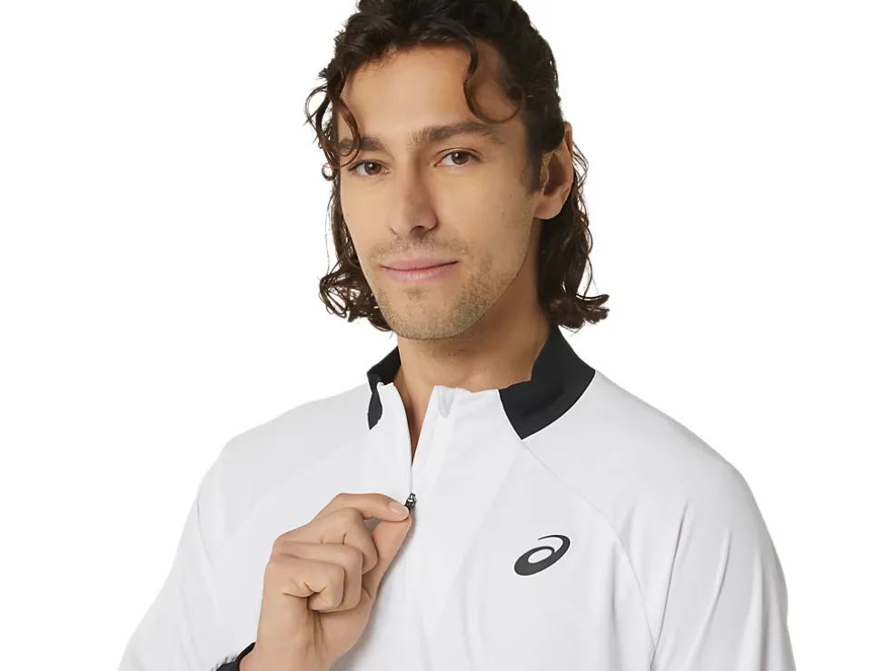 Online ASICS MEN COURT LONG SLEEVE 1/2 ZIP TOP Brilliant White
