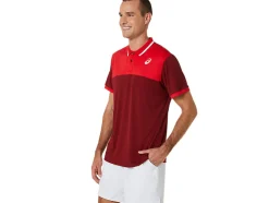 New ASICS MEN COURT POLO SHIRT Beet Juice/Classic Red