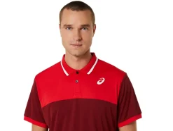 New ASICS MEN COURT POLO SHIRT Beet Juice/Classic Red