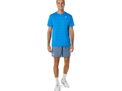 Sale ASICS MEN COURT STRIPE SHORT SLEEVE TOP Directoire Blue