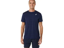 Outlet ASICS MEN COURT STRIPE SHORT SLEEVE TOP Midnight