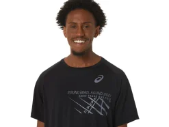 Cheap ASICS MEN FINISH LINE GRAPHIC SHORT SLEEVE TOP Performance Black
