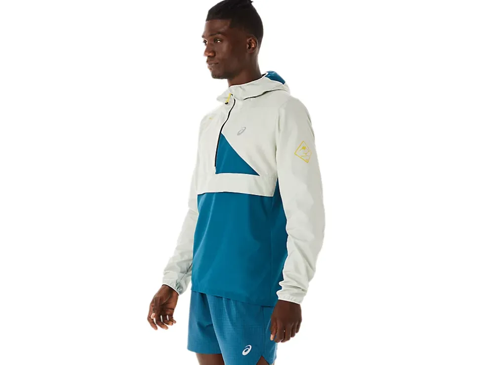 Clearance ASICS MEN FUJITRAIL ANORAK Ink Teal/Light Sage