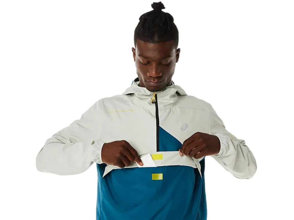 Clearance ASICS MEN FUJITRAIL ANORAK Ink Teal/Light Sage