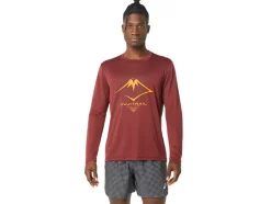 Cheap ASICS MEN FUJITRAIL LOGO LONG SLEEVE TOP Antique Red/Performance Black/Br Orange