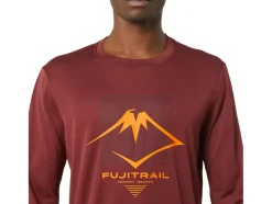 Cheap ASICS MEN FUJITRAIL LOGO LONG SLEEVE TOP Antique Red/Performance Black/Br Orange