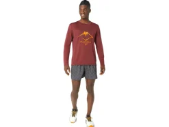 Cheap ASICS MEN FUJITRAIL LOGO LONG SLEEVE TOP Antique Red/Performance Black/Br Orange