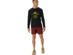 Cheap ASICS MEN FUJITRAIL LOGO LONG SLEEVE TOP Performance Black/Antique Red/Neon Lime