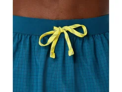 Shop ASICS MEN FUJITRAIL LOGO SHORT Ink Teal/Golden Yellow
