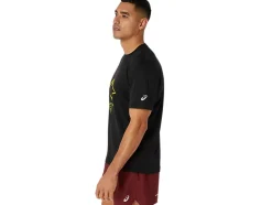 Best Sale ASICS MEN FUJITRAIL LOGO SHORT SLEEVE TOP Performance Black/Antique Red/Neon Lime