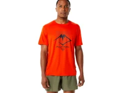 Discount ASICS MEN FUJITRAIL LOGO SHORT SLEEVE TOP Cherry Tomato