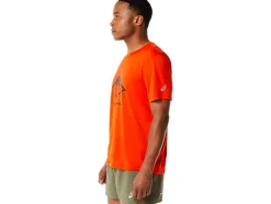 Discount ASICS MEN FUJITRAIL LOGO SHORT SLEEVE TOP Cherry Tomato