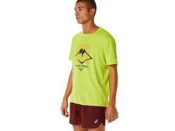 Discount ASICS MEN FUJITRAIL LOGO SHORT SLEEVE TOP Neon Lime/Br.Orange/Performance Black