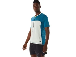 Clearance ASICS MEN FUJITRAIL SHORT SLEEVE TOP Ink Teal/Light Sage