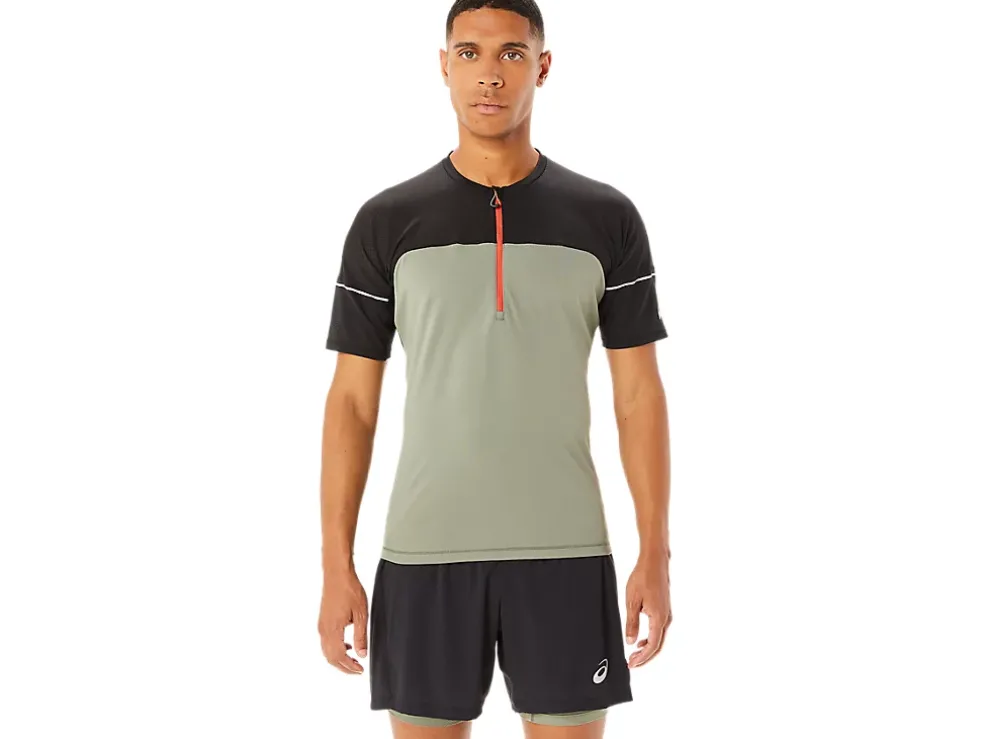 Shop ASICS MEN FUJITRAIL TOP Lichen Green/Performance Black