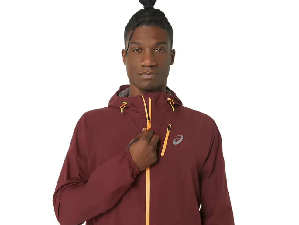 Best Sale ASICS MEN FUJITRAIL WATERPROOF JACKET Antique Red/Bright Orange