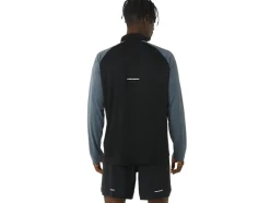 Clearance ASICS MEN ICON LONG SLEEVE 1/2 ZIP Performance Black/Carrier Grey