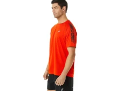 Cheap ASICS MEN ICON SHORT SLEEVE TOP Cherry Tomato/Performance Black