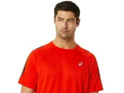 Cheap ASICS MEN ICON SHORT SLEEVE TOP Cherry Tomato/Performance Black