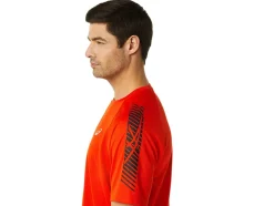 Cheap ASICS MEN ICON SHORT SLEEVE TOP Cherry Tomato/Performance Black