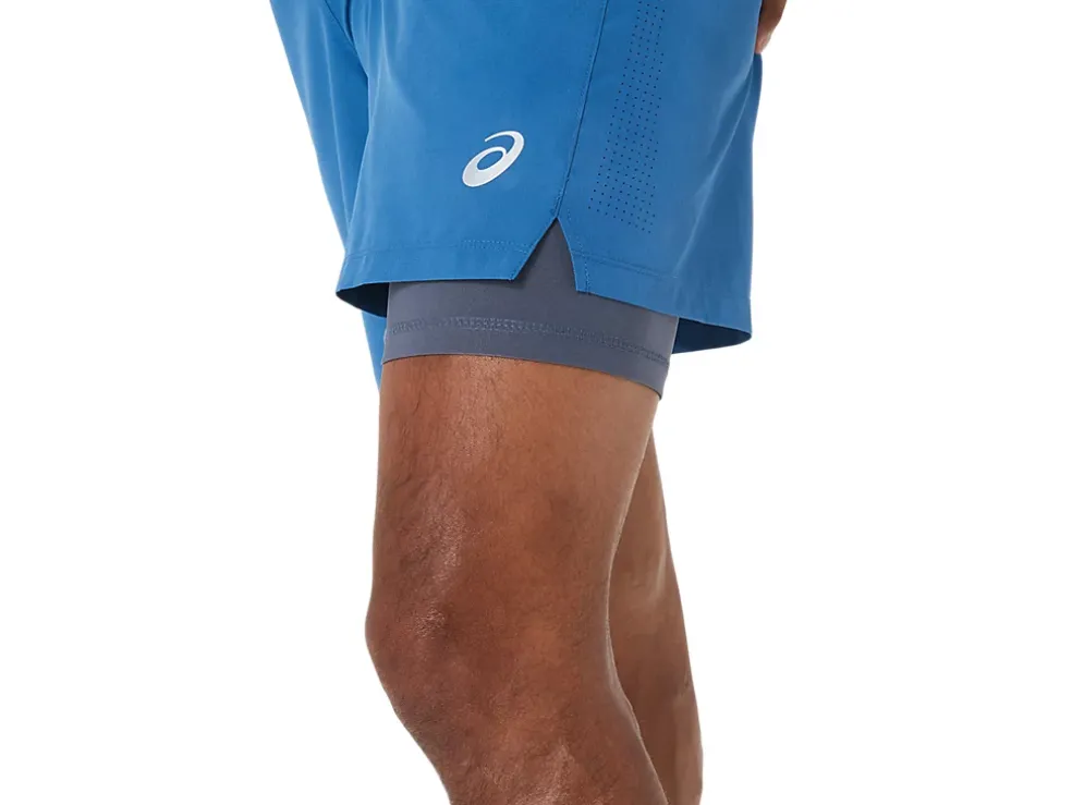 Discount ASICS MEN 7IN 2 IN 1 SHORT Azure/Carrier Grey