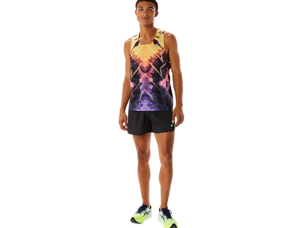 Fashion ASICS MEN MARATHON SINGLET Light Orange/Orange Pop/Amethyst