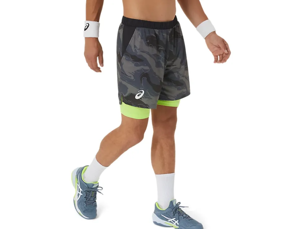 Clearance ASICS MEN MATCH GRAPHIC 7IN SHORT Carrier Grey