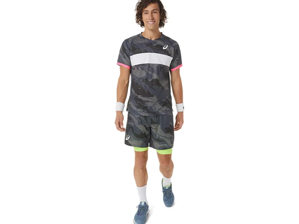 Clearance ASICS MEN MATCH GRAPHIC 7IN SHORT Carrier Grey